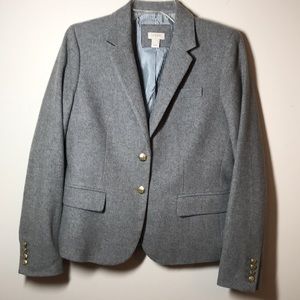 NEW J. Crew 8 Wool Blazer Gray Regent Full Lining Fitted Gold Buttons
